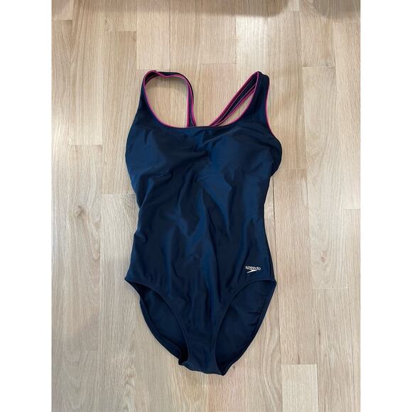 Speedo One Piece Women’s Black Swimsuit Swim Training Racing Size 12 - Picture 1 of 5